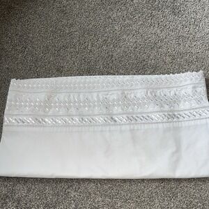 Vintage Cannon King‎ Pillow Case White Tres Grand Format Tamano Lace Trim Cotton